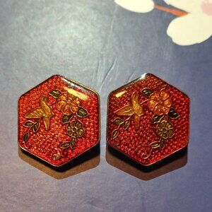 Vintage Cloisonne Clip-on Earrings